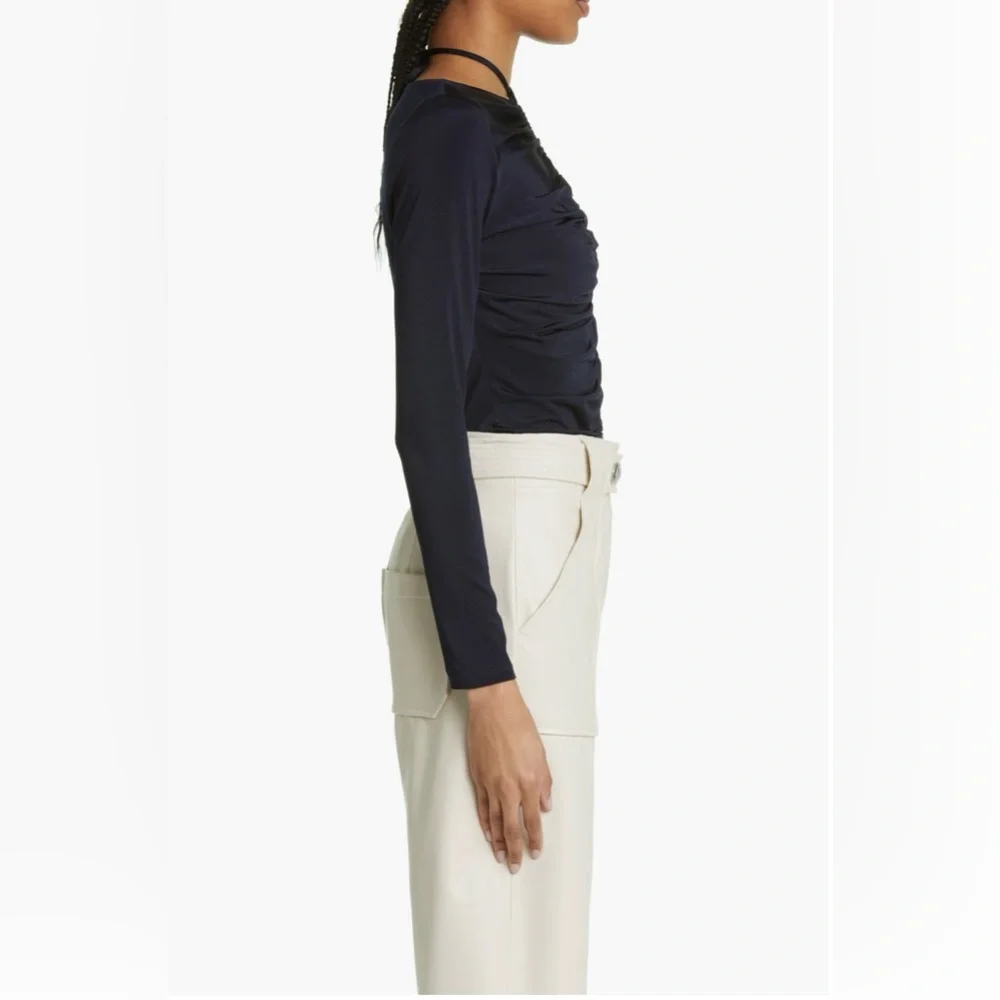 Veronica Beard Roque Ruched Tie  Back Top, Size 6 - Picture 4 of 12